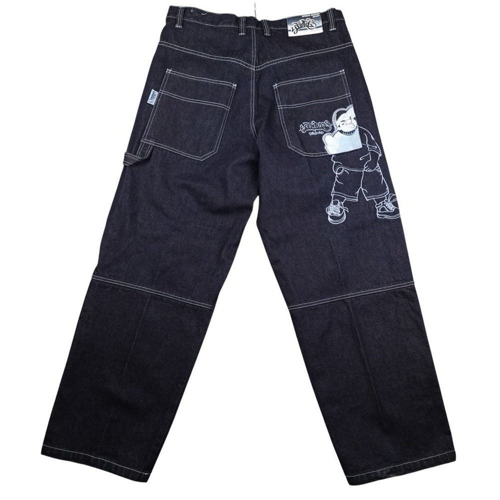 Vintage Southpole B Boy Blue Jeans Mens 38 Wide Leg Embroidered Skater Denim Y2K